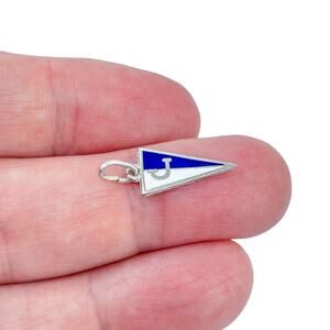 Estate Sterling Silver 925 Blue White Enamel J Initial Charm